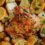 Roasted Lemon Chicken Thighs with Potatoes 4 Roasted Lemon Chicken Thighs with Potatoes