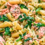 Salmon Pasta with Spinach 4 Salmon Pasta with Spinach