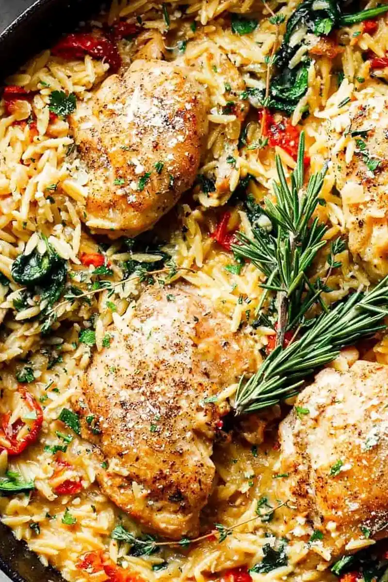 One-Pan Creamy Tuscan Chicken and Orzo 3 Recipe image