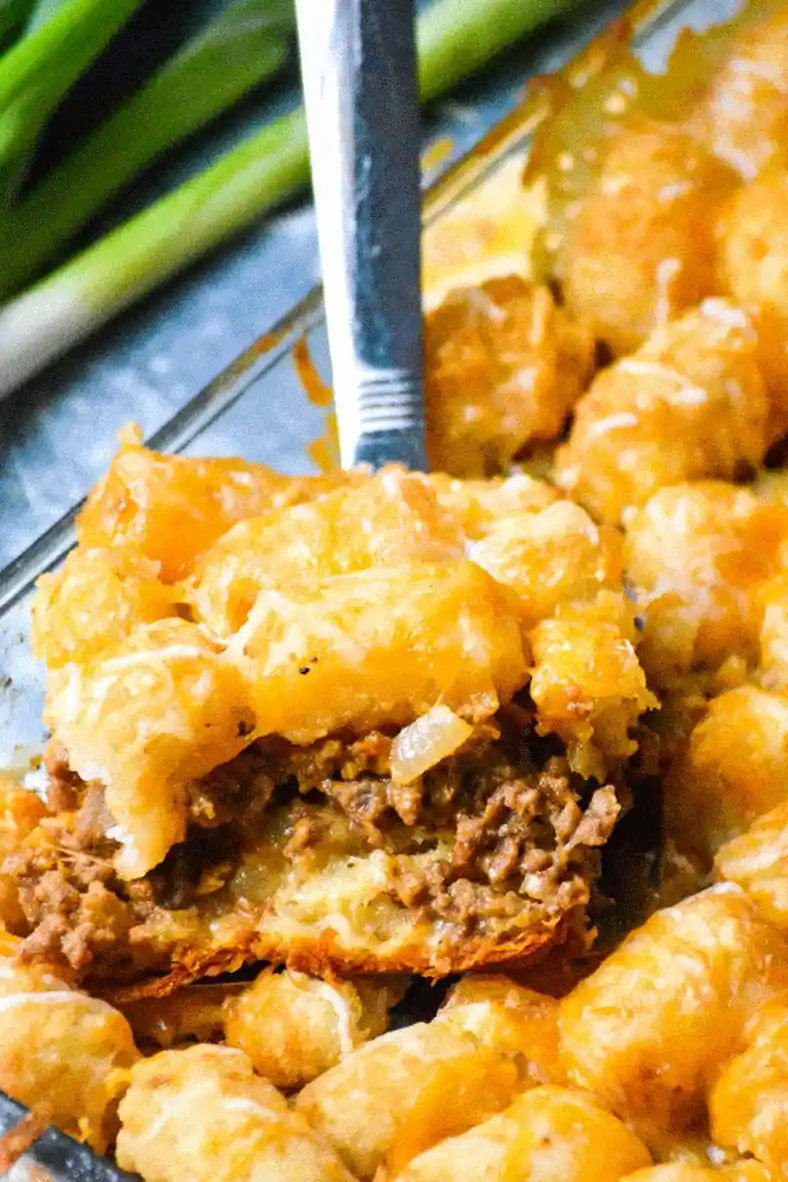 Cheeseburger Tater Tot Hot Dish with Crescent Rolls 3 Recipe image