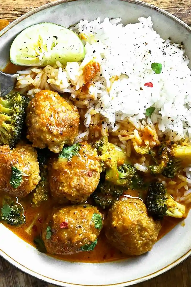 Creamy Coconut Gochujang Chicken Meatballs 3 Recipe image