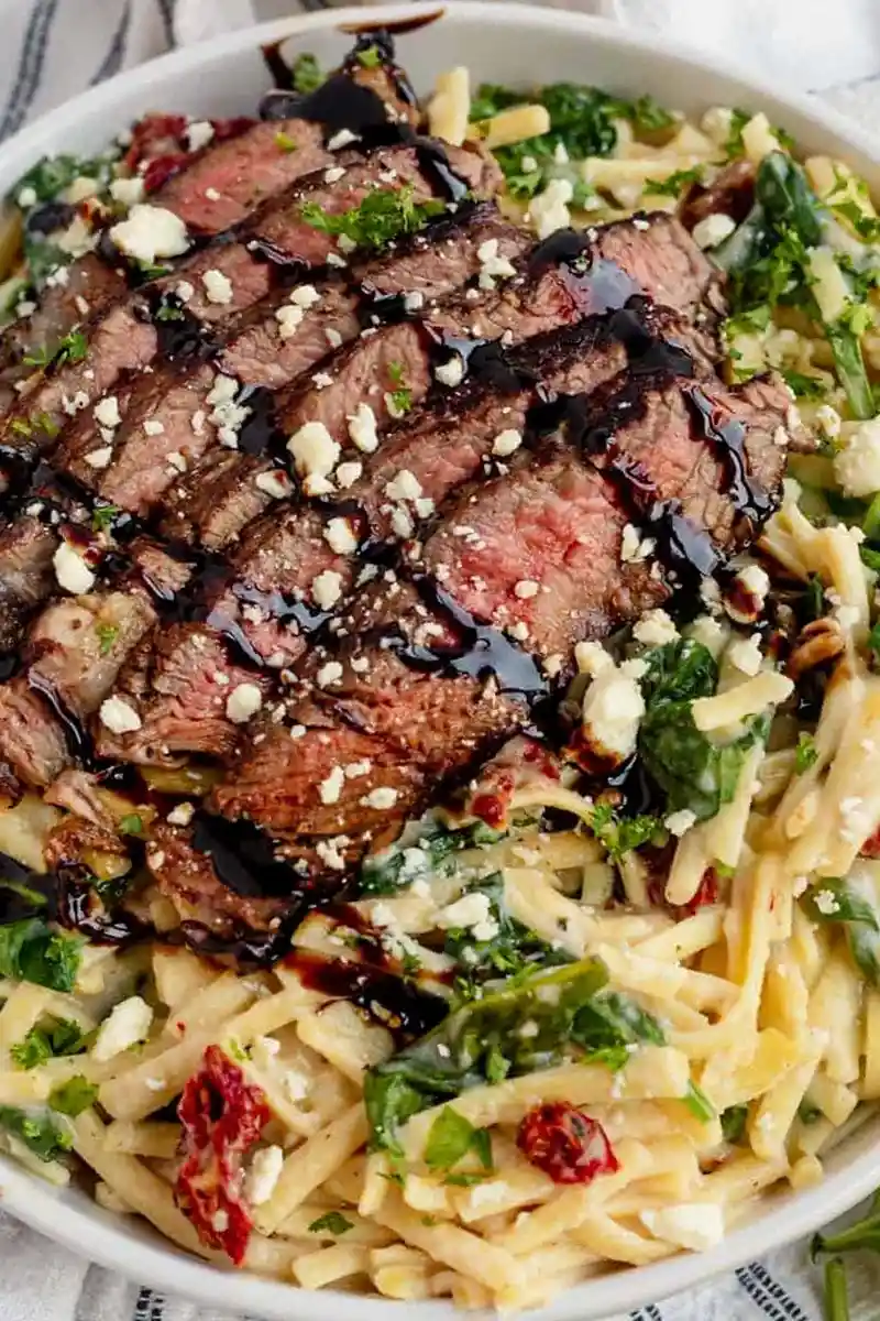 Creamy Balsamic Steak Pasta Alfredo 3 Recipe image