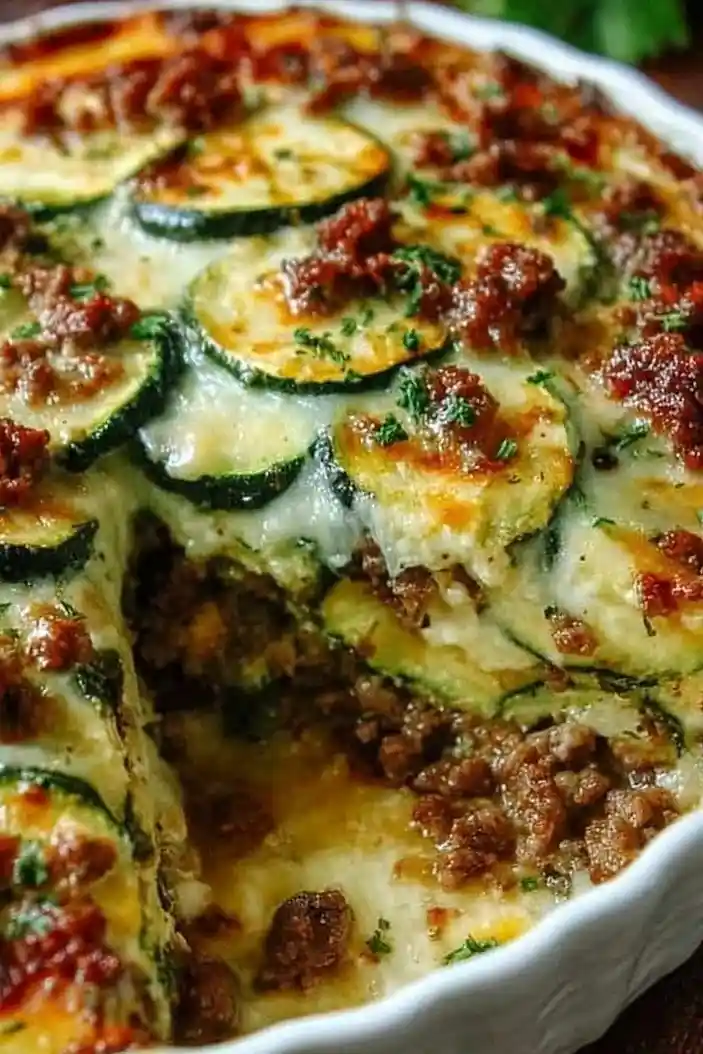 Low Carb Ground Beef and Zucchini Bake 3 Recipe image