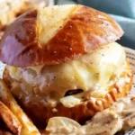 Savory Pretzel-Crusted Tailgate Burgers with Creamy Mushroom Sauce 4 Creamy Mushroom Pepper Jack Pretzel Burgers