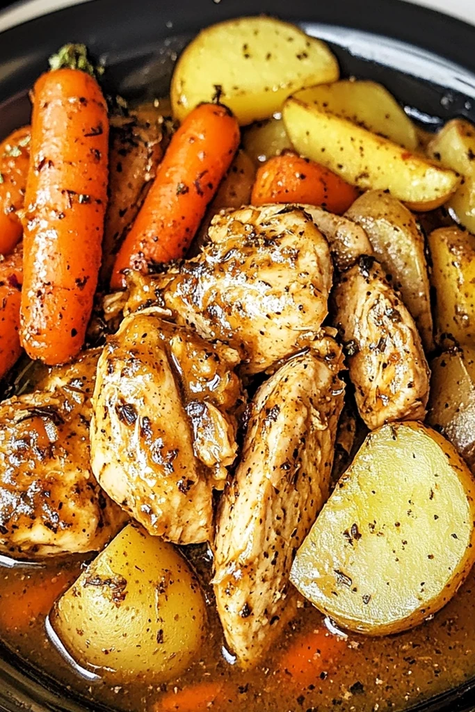 Savory Slow Cooker Garlic Butter Chicken and Vegetables 3 Recipe image