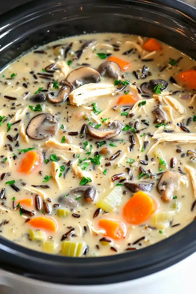 Slow-Cooked Creamy Mushroom Chicken and Wild Rice Soup 3 Slow-Cooked Creamy Mushroom Chicken and Wild Rice Soup