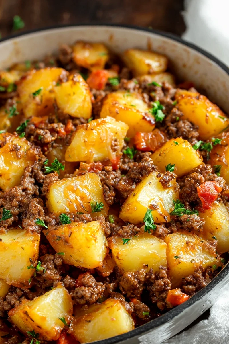 Easy Ground Beef and Potatoes Skillet Dinner 3 Easy Ground Beef and Potatoes Skillet Dinner